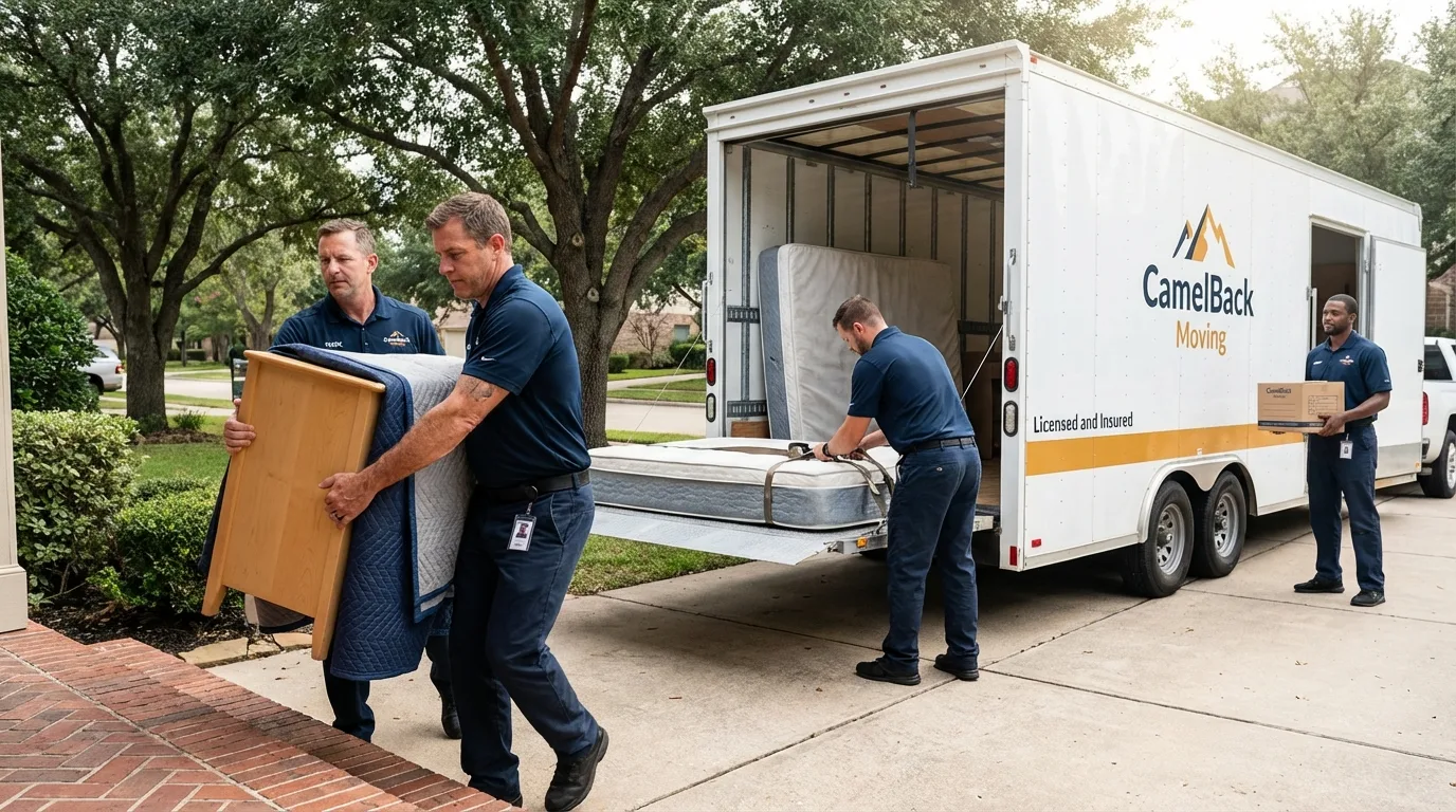Crew loading residential truck for cross-state move from Payne, OH