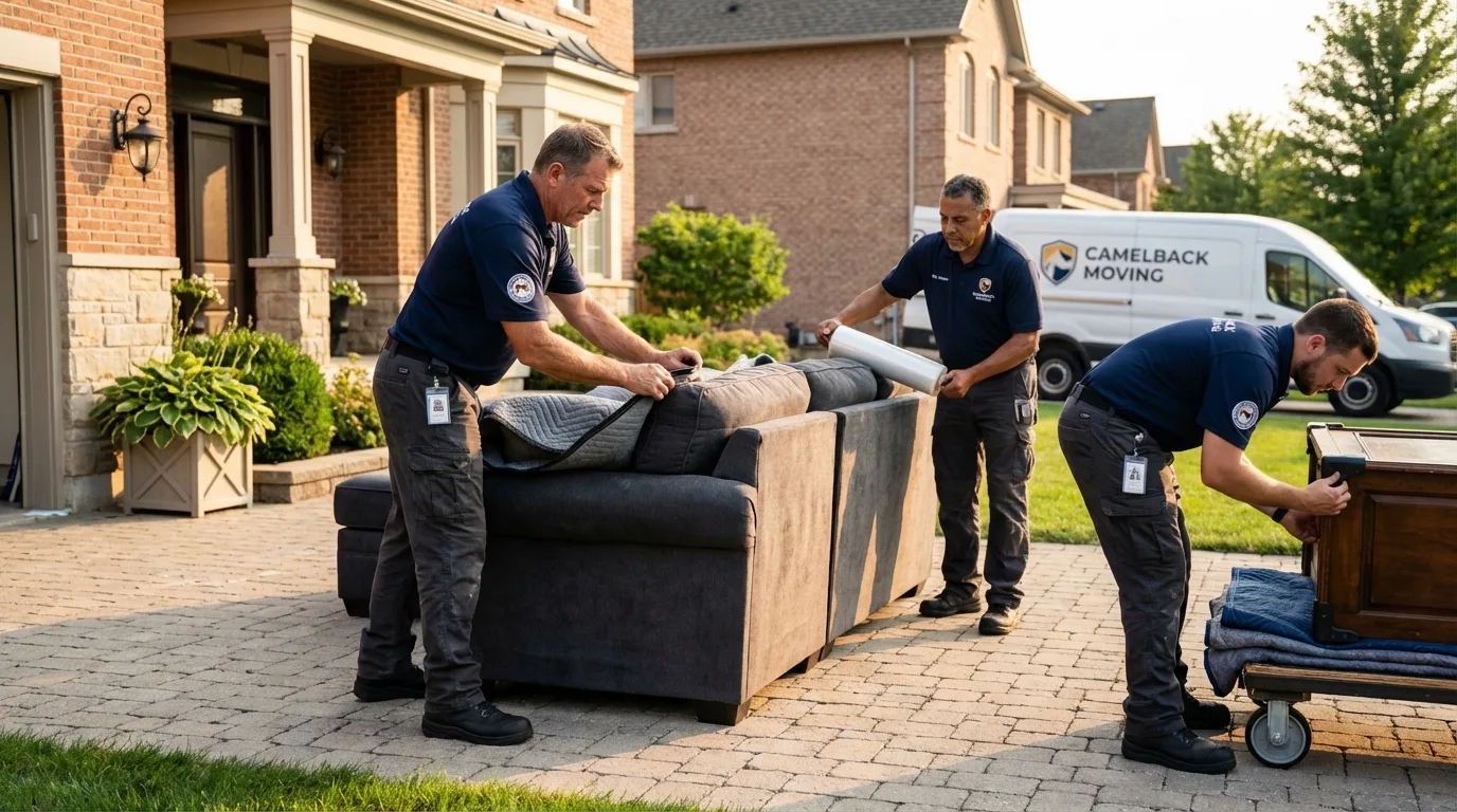 Large estate moving crew wrapping furniture in Payne, OH